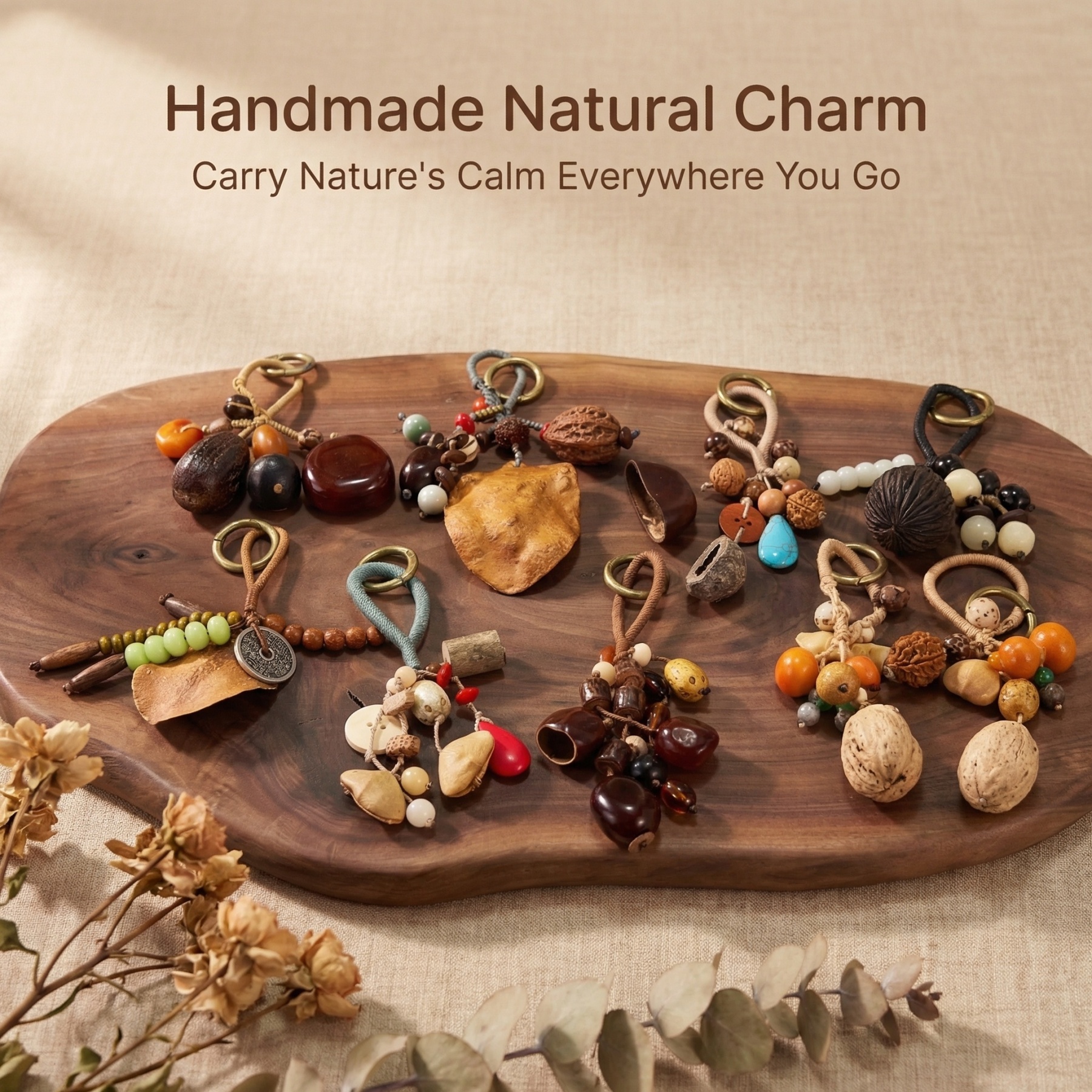 Handmade Sound Healing Seed Pod Pendant for Bags & Cars