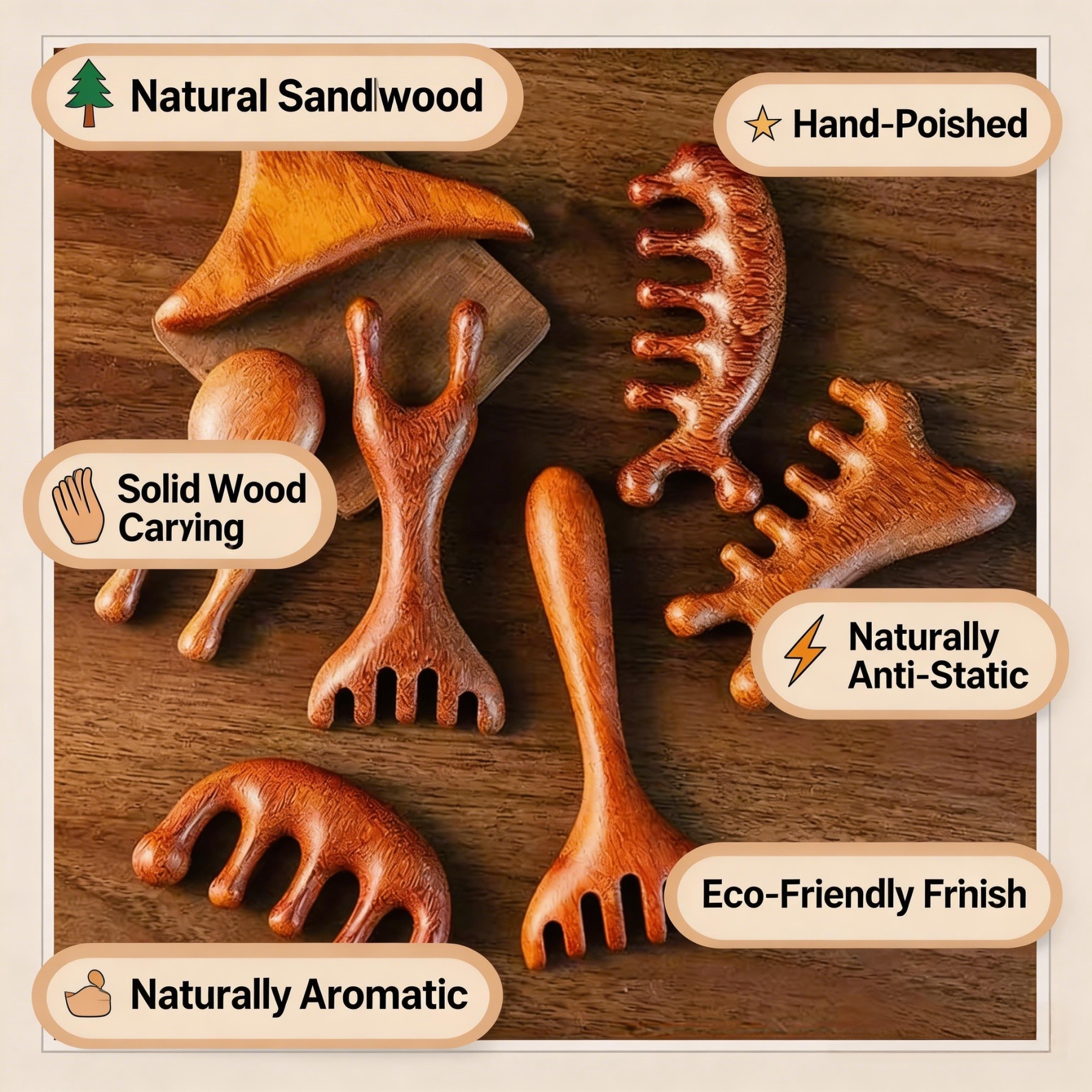 Sandalwood Acupressure Scalp & Meridian Massage Comb