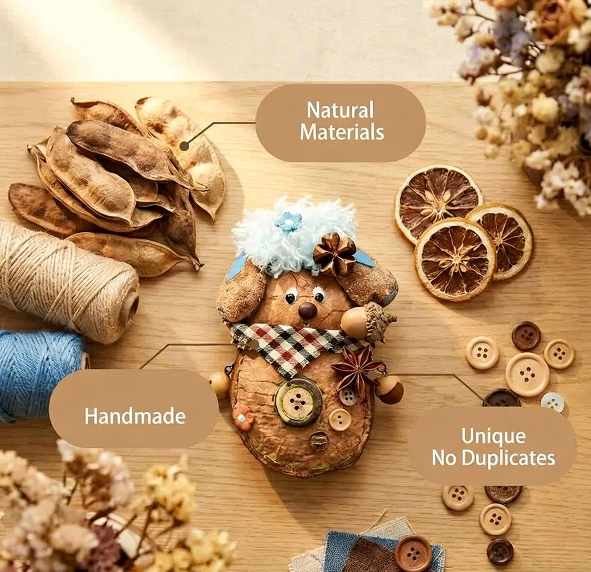 Handmade Natural Seed Bean Pod Dolls - Decor & Accessories