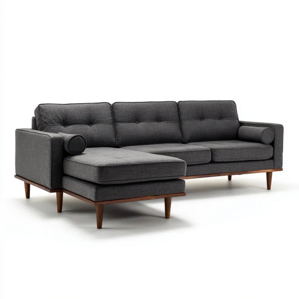 Ecksofa Stoff 250x150x85 cm – Dunkelgrau – Moderner Stil