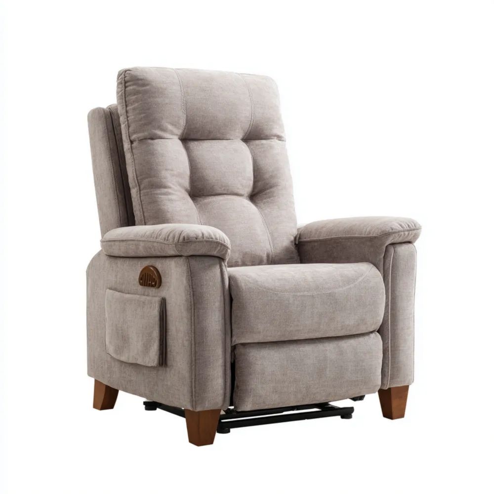 Moderner Liegestuhl Stoffbezug 85x90x110 cm - Hellgrau