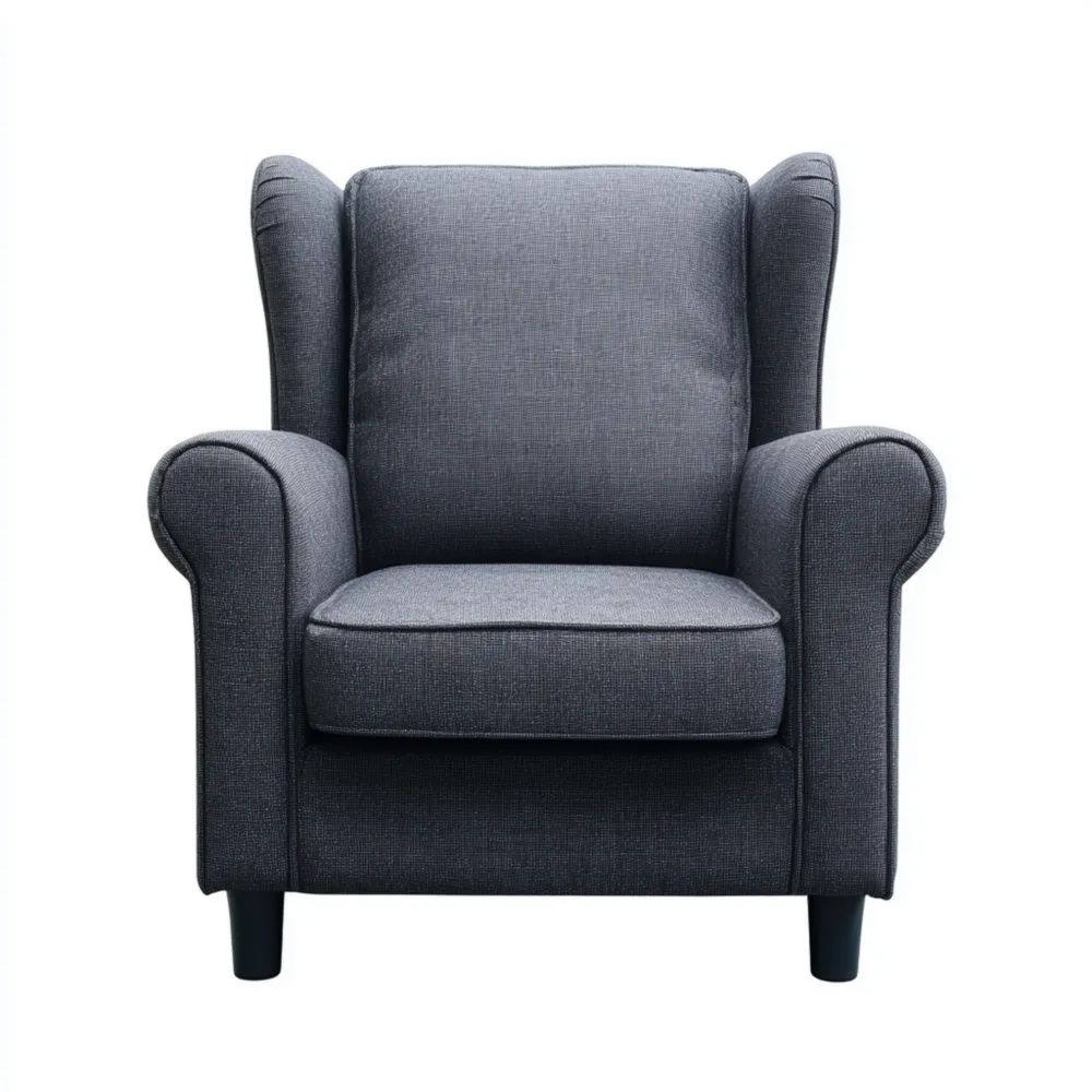 Ohrensessel Stoff 80x90x100 cm – Dunkelgrau – Klassisches Design