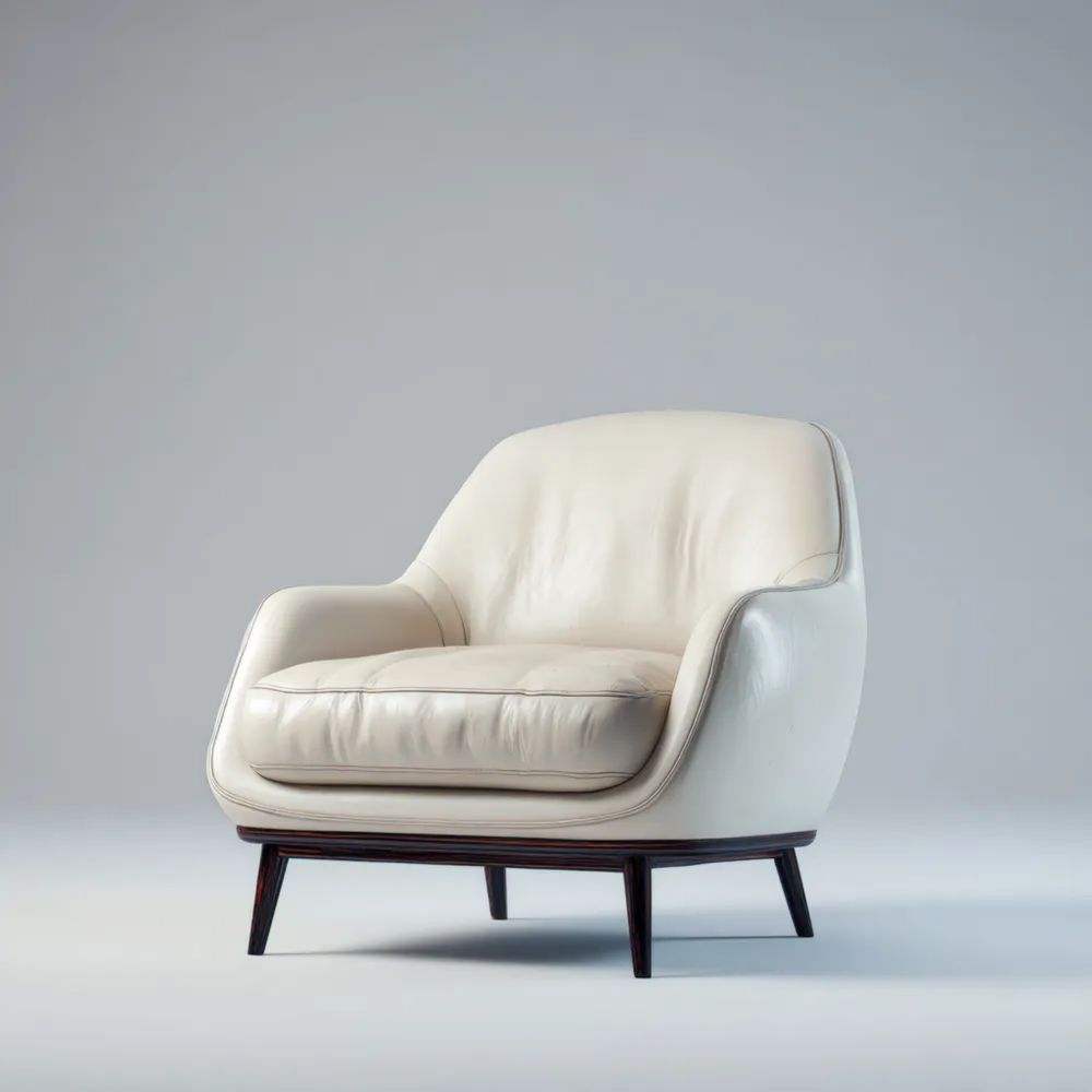 Moderner Ledersessel 78x85x90 cm - Cremeweiß