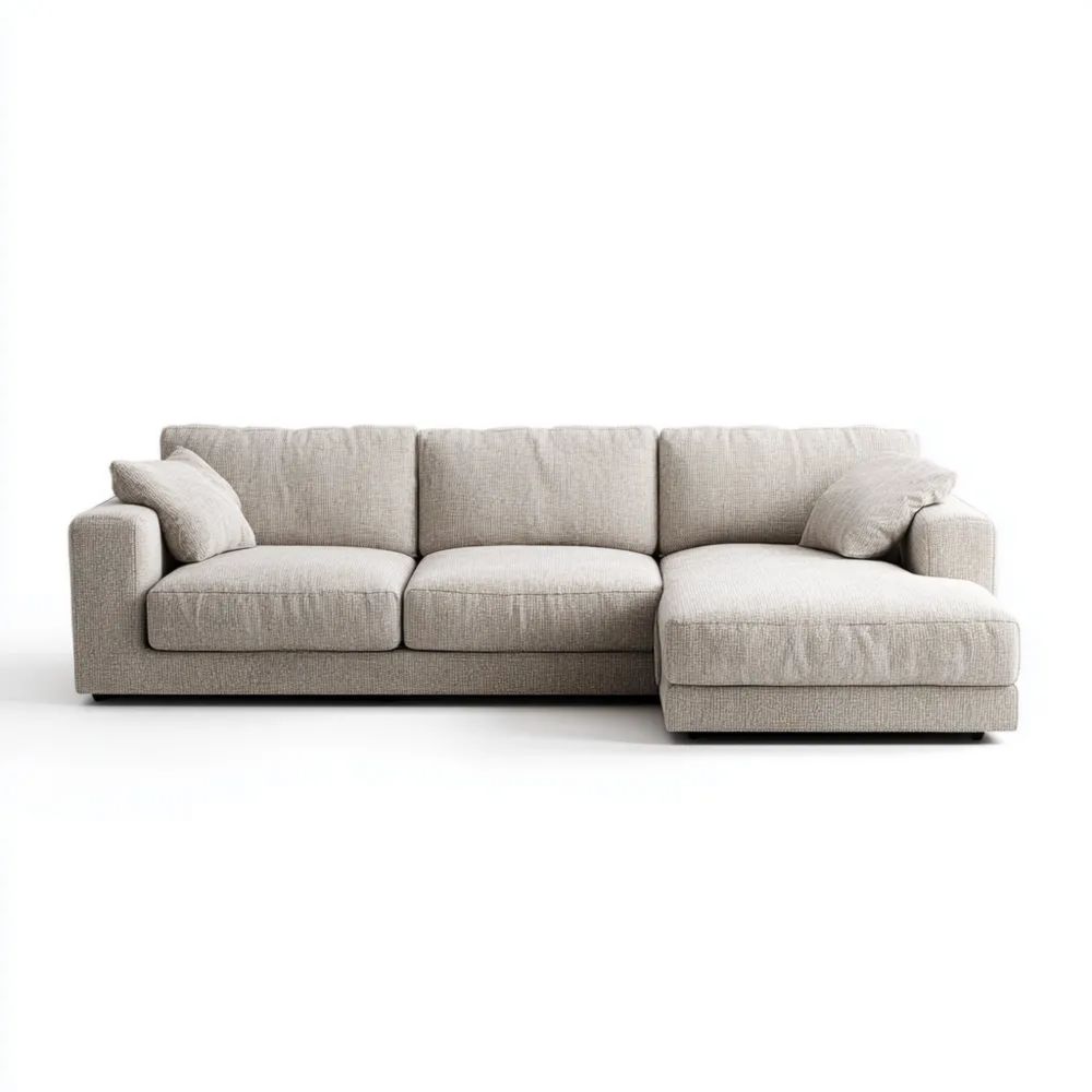 Modernes Ecksofa Stoffpolster 300x200x85 cm - Hellgrau