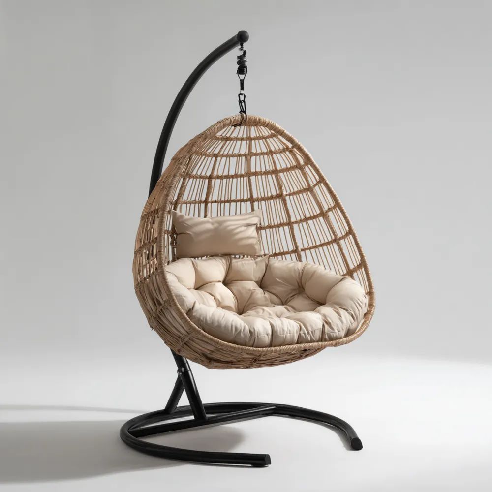 Hängesessel Rattan 105x105x195 cm – Beige – Modernes Design