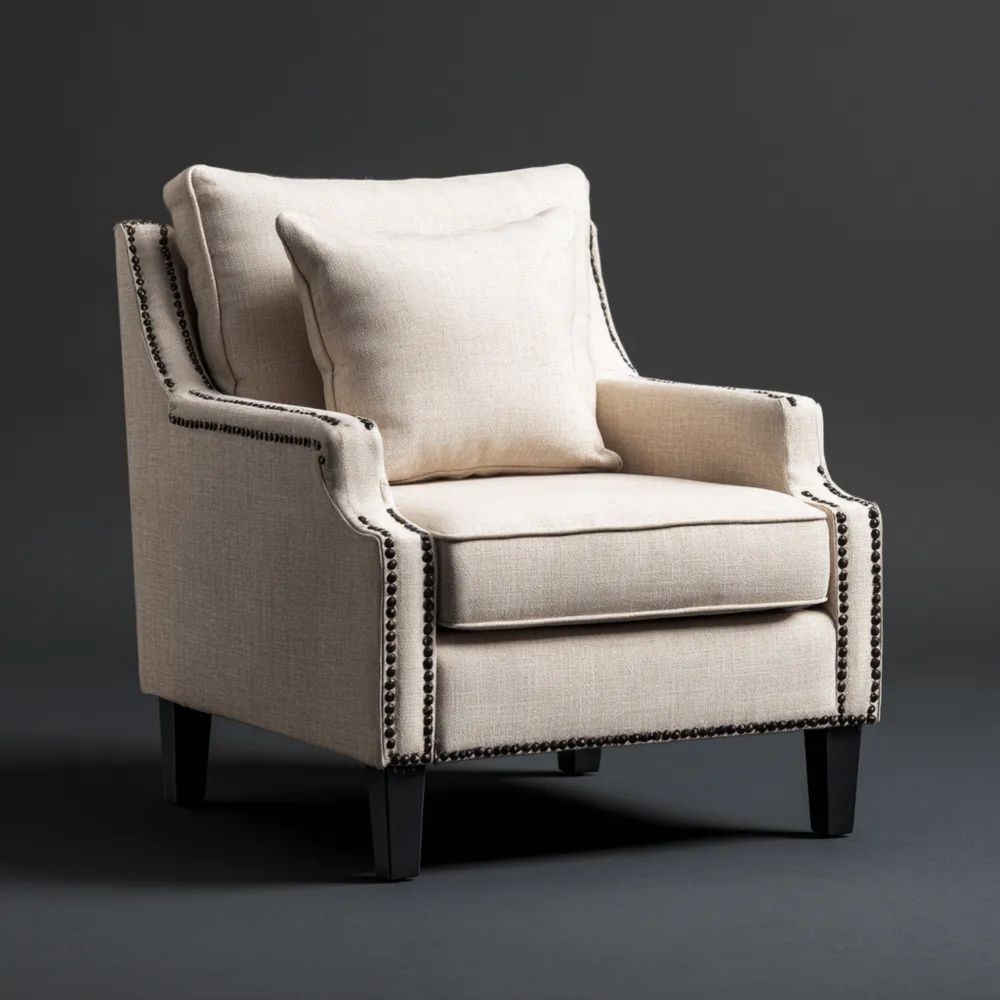 Klassischer Sessel 80x90x85 cm Leinenstoff - Beige