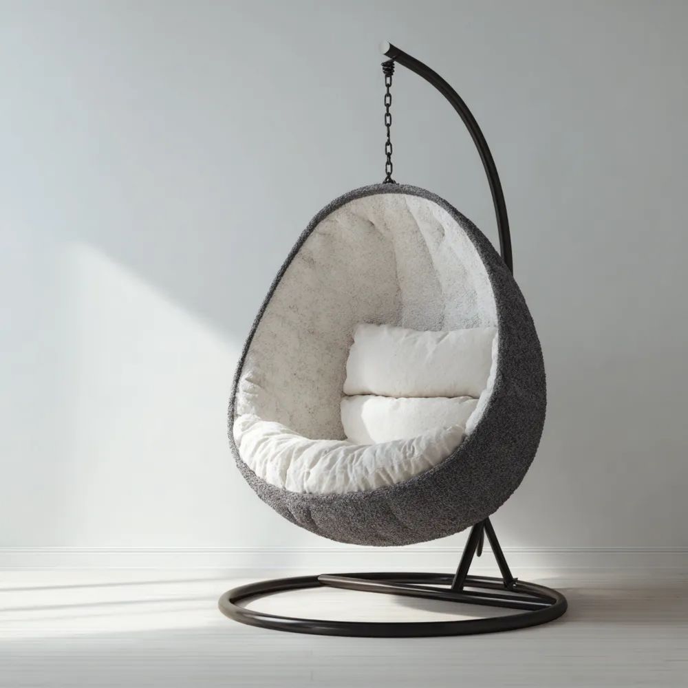 Hängesessel Stoff 100x80x60 cm – Grau/Weiß – Modernes Design