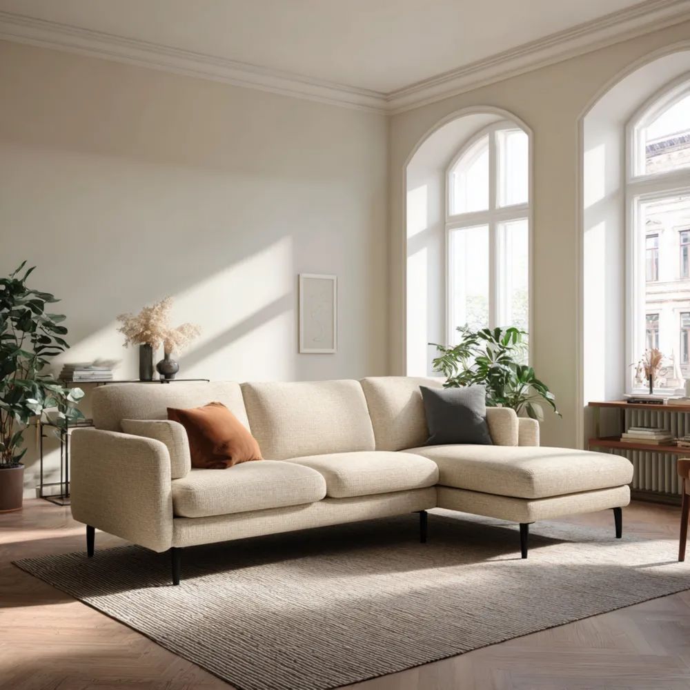 Ecksofa Stoff 280x160x80 cm – Beige – Modernes Design