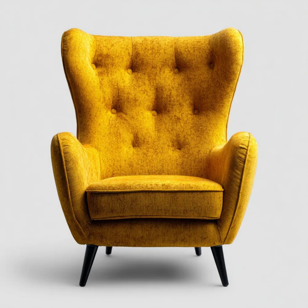Sessel Samt 85x90x100 cm - Gelb - Retro-Look