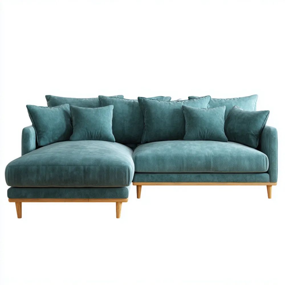 Ecksofa Samt 250x150x90 cm – Türkis – Modernes Design