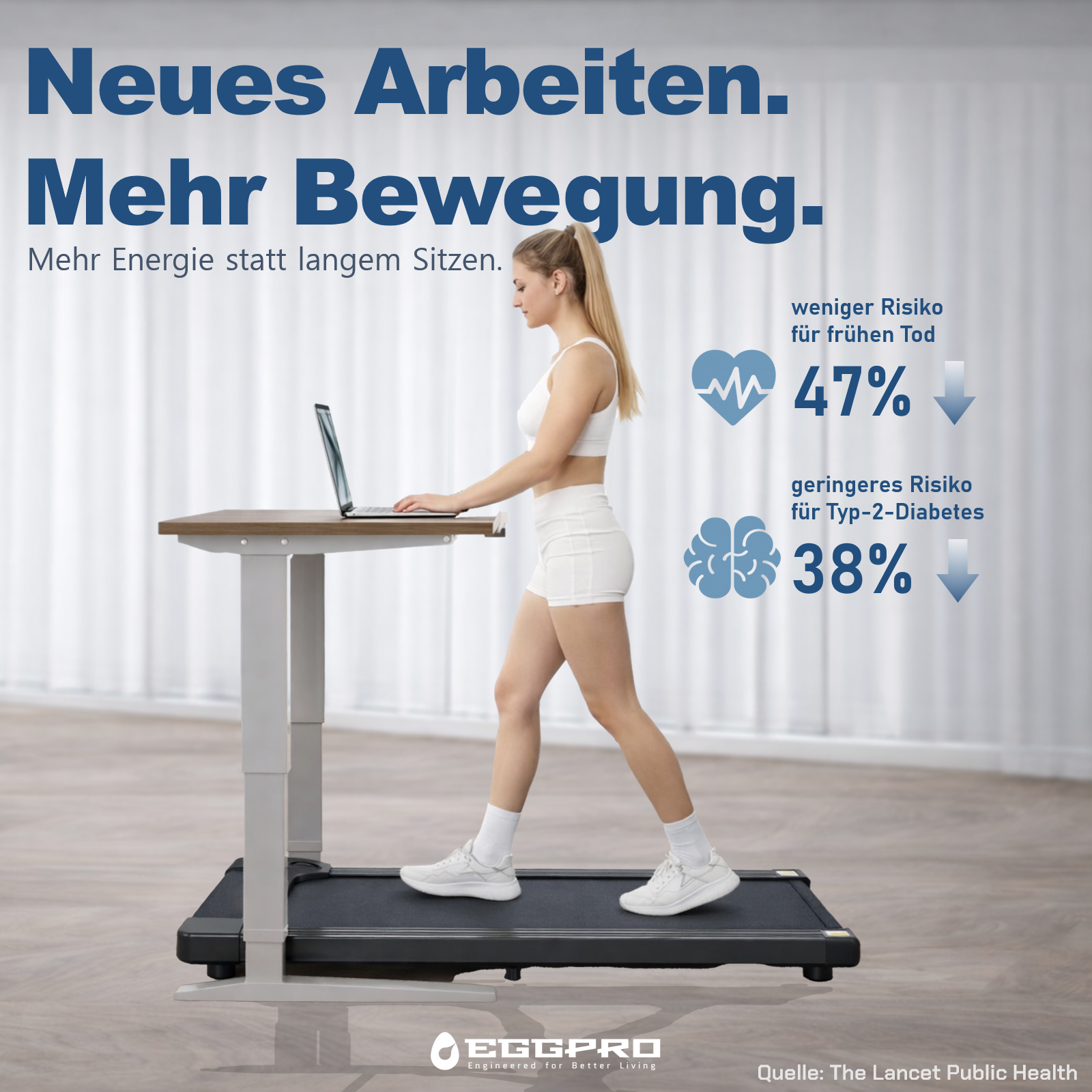 MOVE-3020 Under Desk Treadmill, 0.75HP Brushless Motor, Quiet, 1–8 km/h, LED Display & Remote Control, Space-Saving for Home Office