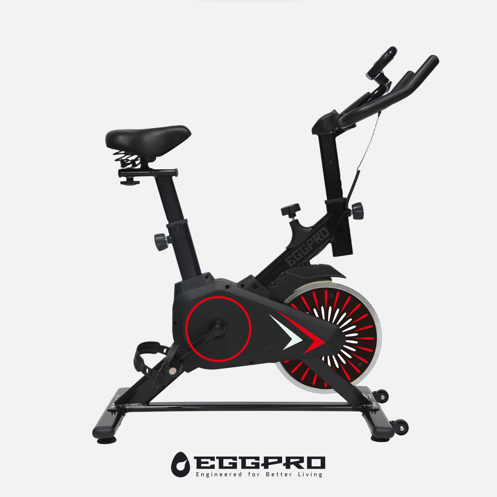 RIDE-101 Indoor Exercise Bike, Quiet Belt Drive, 3KG Flywheel, LCD Monitor, Adjustable Seat & Handlebars, Compact Design, 100KG Capacity