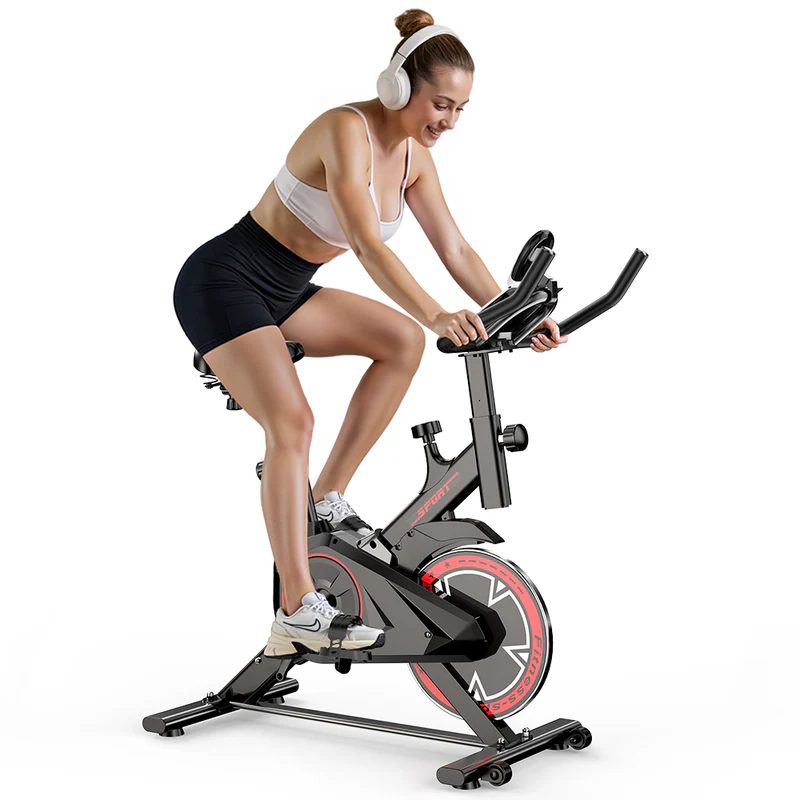 RIDE-101 Indoor Exercise Bike, Quiet Belt Drive, 3KG Flywheel, LCD Monitor, Adjustable Seat & Handlebars, Compact Design, 100KG Capacity