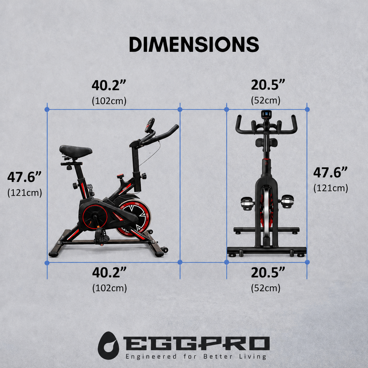 RIDE-101 Indoor Exercise Bike, Quiet Belt Drive, 3KG Flywheel, LCD Monitor, Adjustable Seat & Handlebars, Compact Design, 100KG Capacity