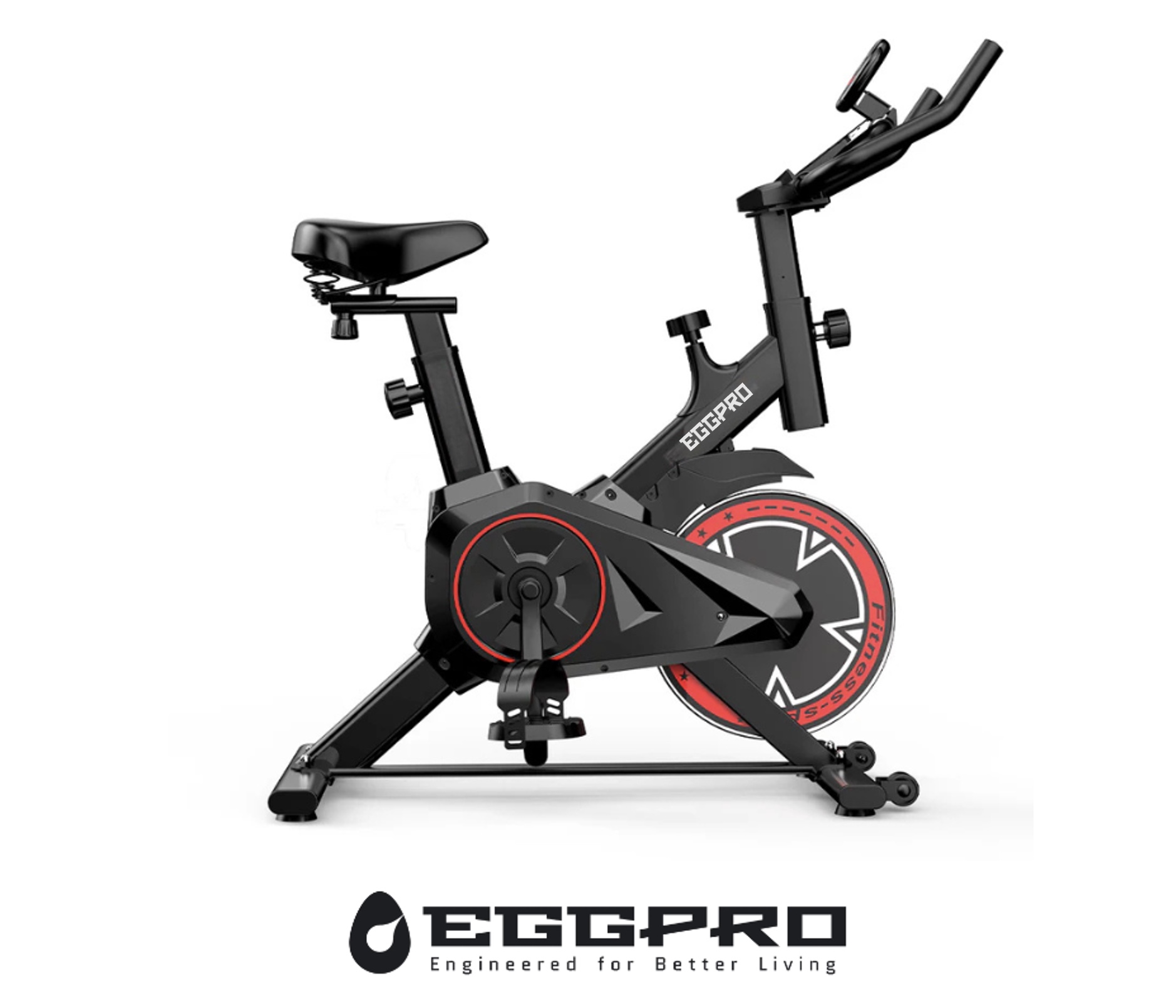 RIDE-101 Indoor Exercise Bike, Quiet Belt Drive, 3KG Flywheel, LCD Monitor, Adjustable Seat & Handlebars, Compact Design, 100KG Capacity