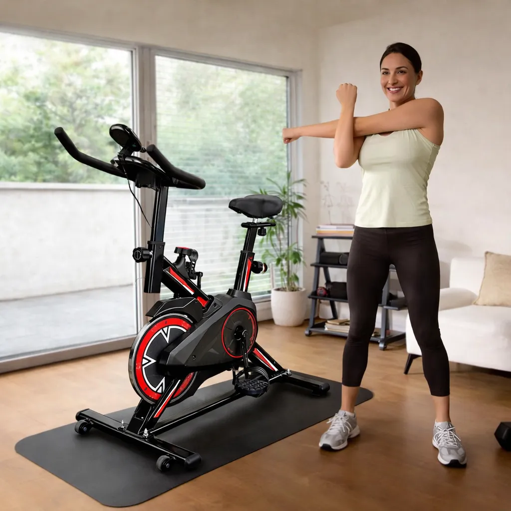 RIDE-101 Indoor Exercise Bike, Quiet Belt Drive, 3KG Flywheel, LCD Monitor, Adjustable Seat & Handlebars, Compact Design, 100KG Capacity
