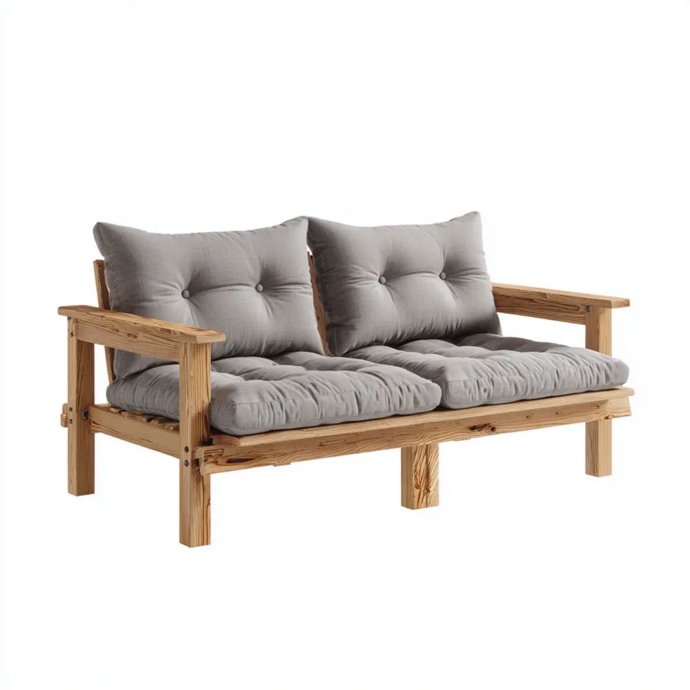 Canapé deux places de jardin Bois 150x80x75 cm – Gris