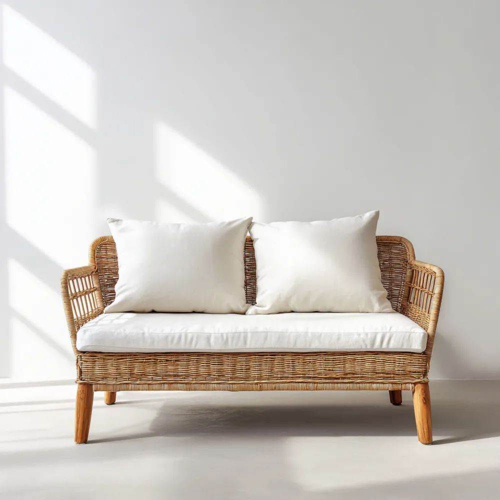 Canapé de jardin en rotin 150x80x75 cm - Beige - Design classique