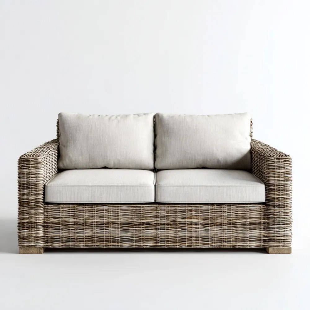 Canapé de jardin deux places en rotin 140x80x75 cm - Beige - Design contemporain