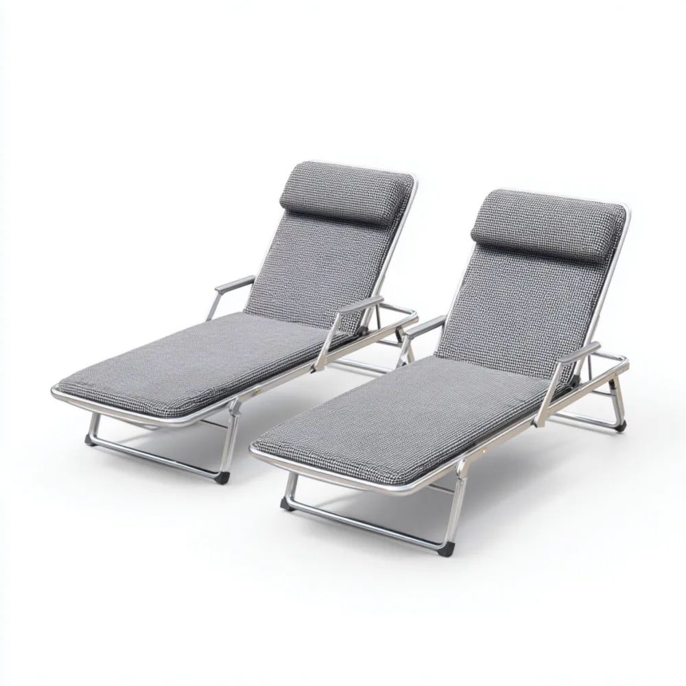 Chaises longues de jardin réglables aluminium 200x65xVariable cm – Gris – Design contemporain