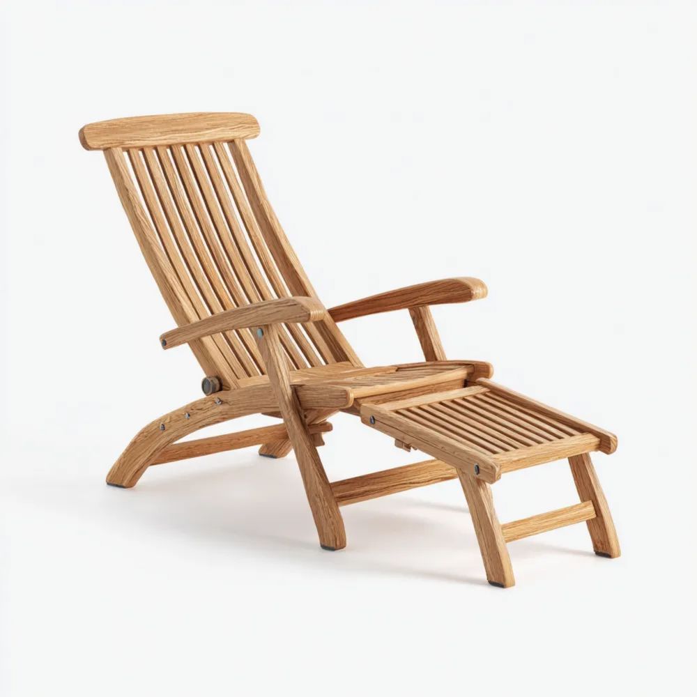 Chaise longue en teck 150x60x90 cm - Naturel