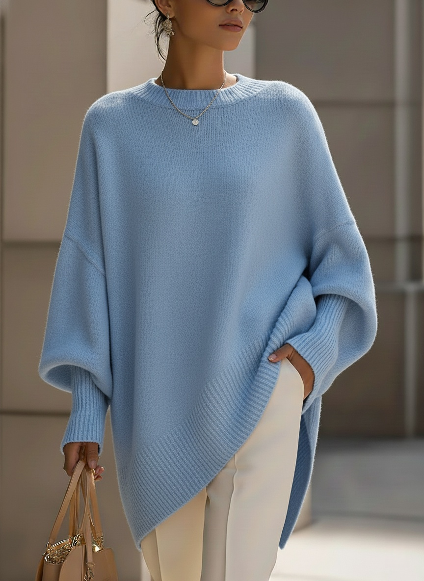 Women's Cozy Loose Asymmetrical Hem Sweater