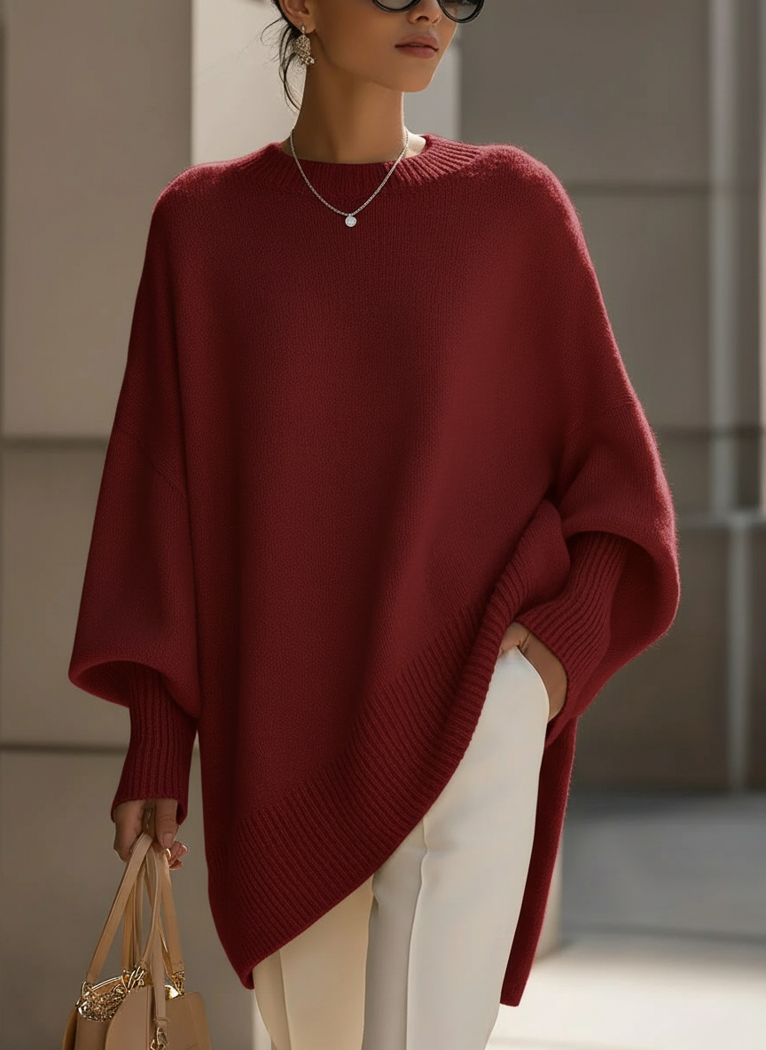 Women's Cozy Loose Asymmetrical Hem Sweater