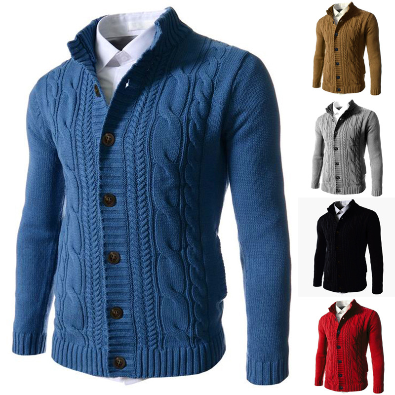 Gentleman's Casual Jacquard Buttons Sweater
