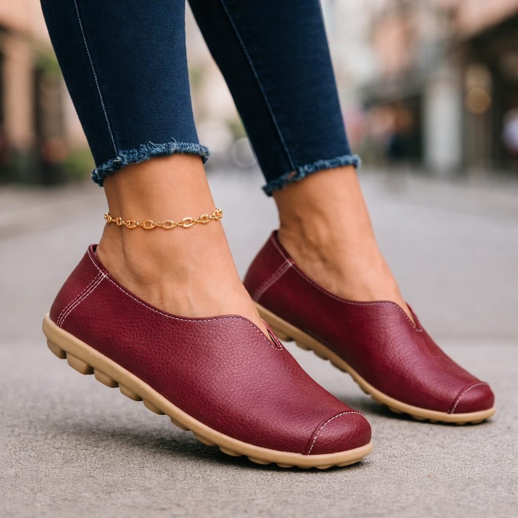 Women’s Casual Flat-Heel Cow Tendon Low-Top Shoes