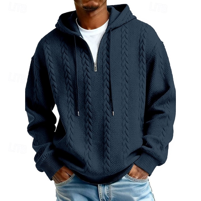 Men's Jacquard Hoodie Pullover Hoodie Sweatshirt Textured Sports & Outdoor Casual Daily Streetwear Cool Sportswear