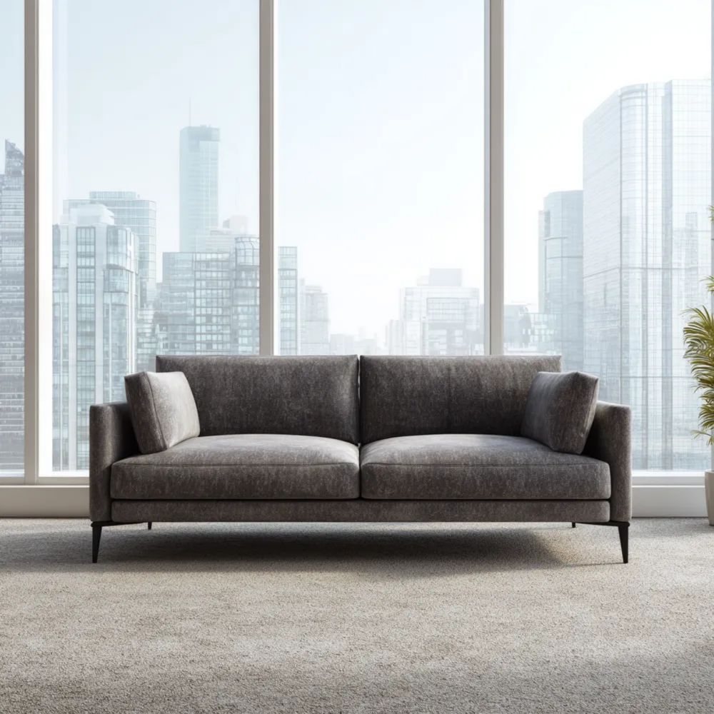 Divano a due posti in tessuto 150x85x75 cm - Grigio scuro - design moderno