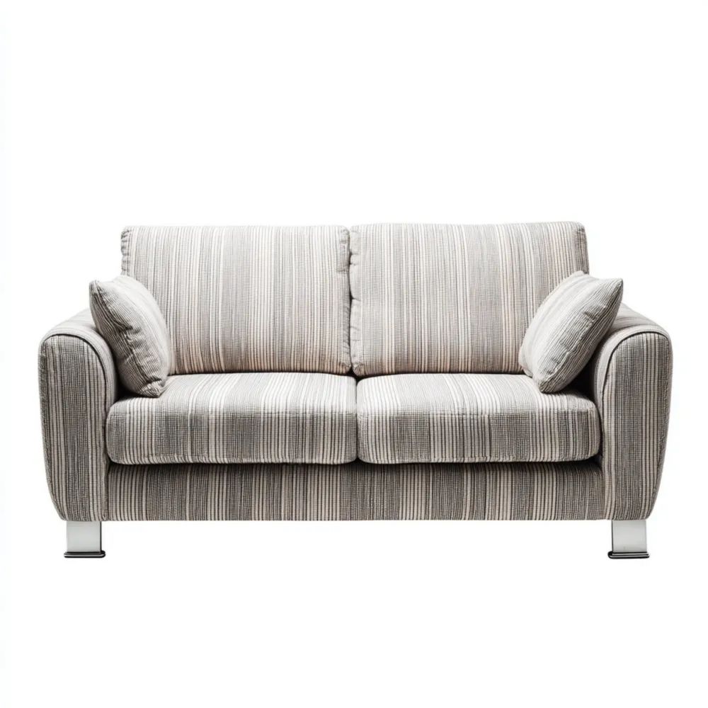 Divano a due posti Tessuto Striato 150x90x85 cm - Grigio Chiaro - Design Moderno