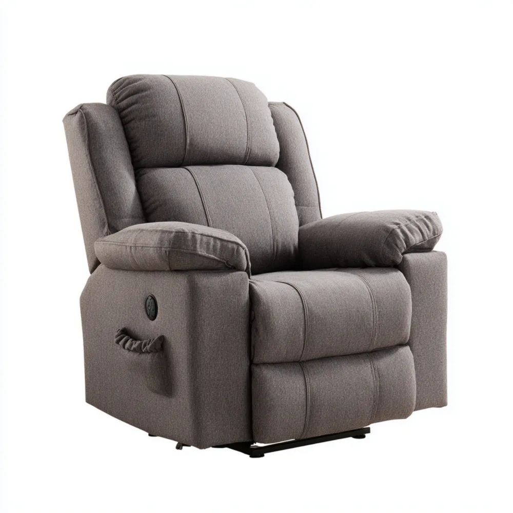 Poltrona Recliner 85x90x100 cm in Tessuto Grigio Ergonomica