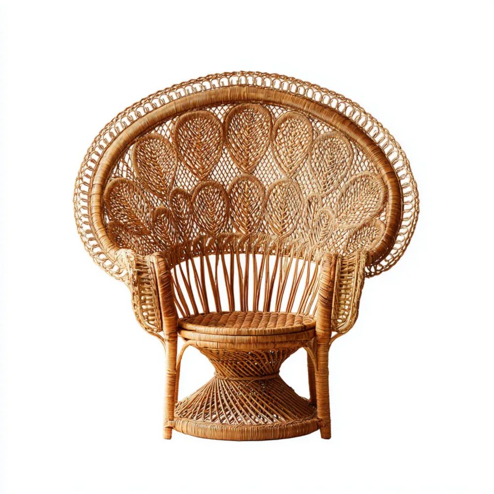 Sedia relax in rattan intrecciato 100x70x150 cm Naturale - Design bohemien