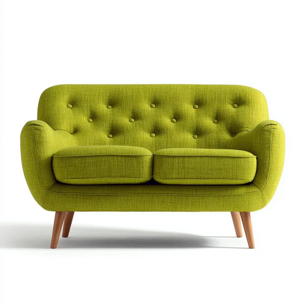 Divano a due posti in tessuto Verde 140x85x75 cm – Design retrò