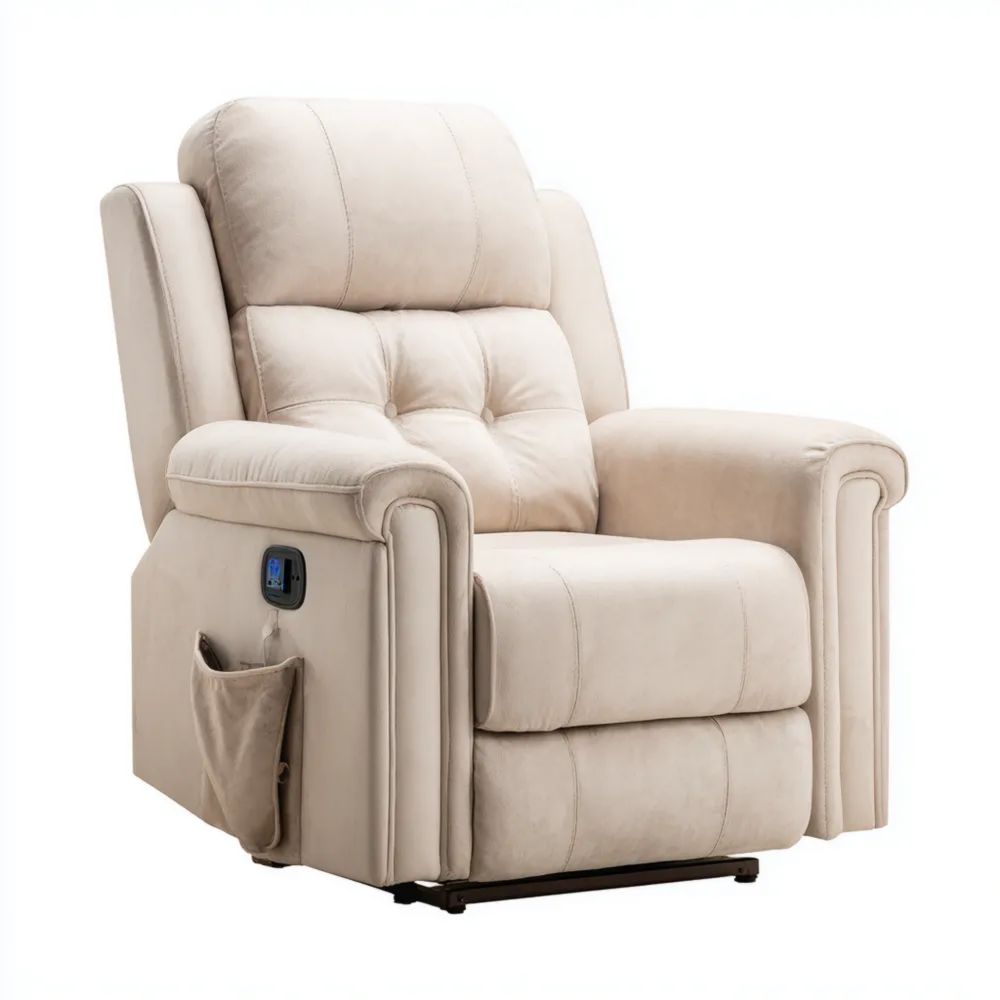 Poltrona reclinabile in tessuto 100x90x95 cm - Beige - Design ergonomico