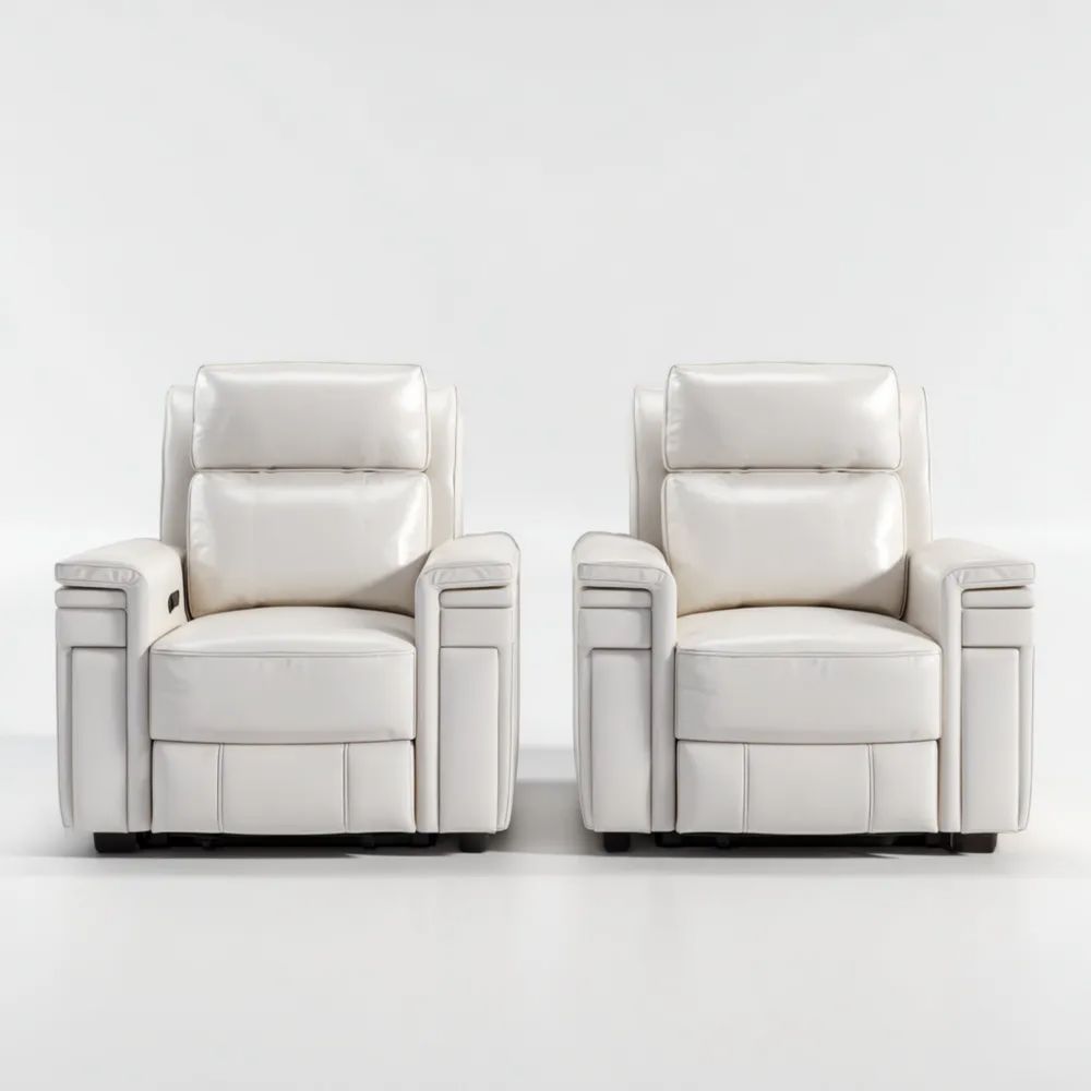 Poltrone Relax in Pelle 102x90x80 cm - Bianco - Design Moderno
