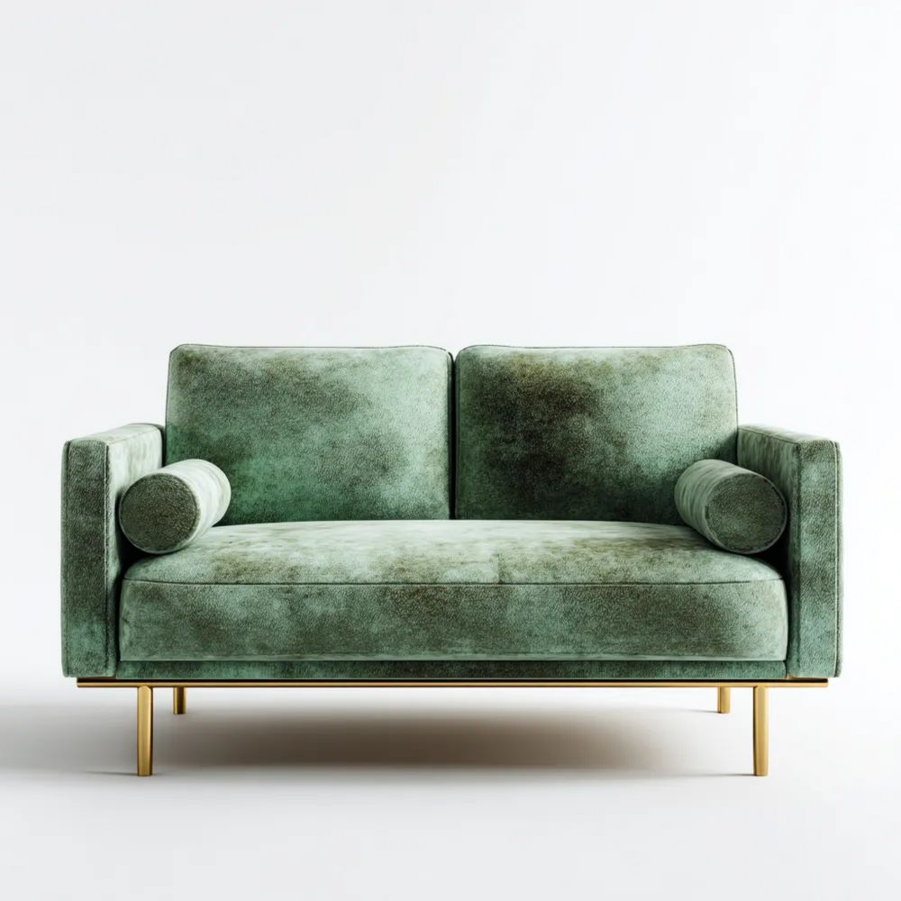 Divano due posti in velluto Verde 150x80x85 cm - Design moderno con supporto dorato