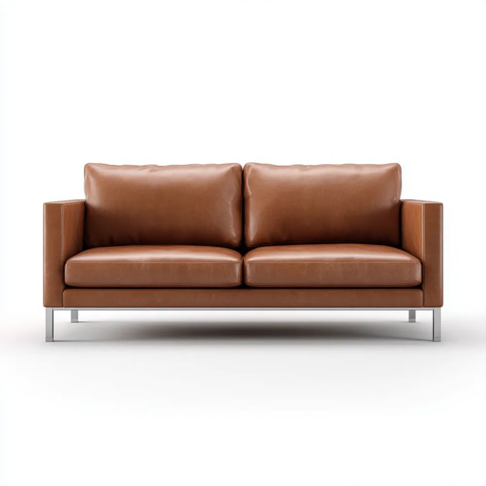 Divano due posti in pelle 150x80x85 cm - Marrone - Design moderno