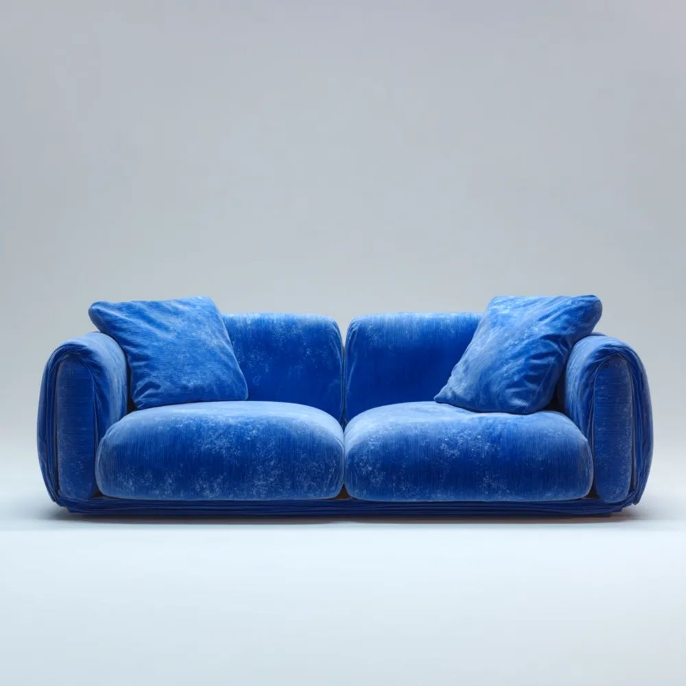 Divano a Due Posti 180x90x85 cm in Velluto - Blu - Design Moderno