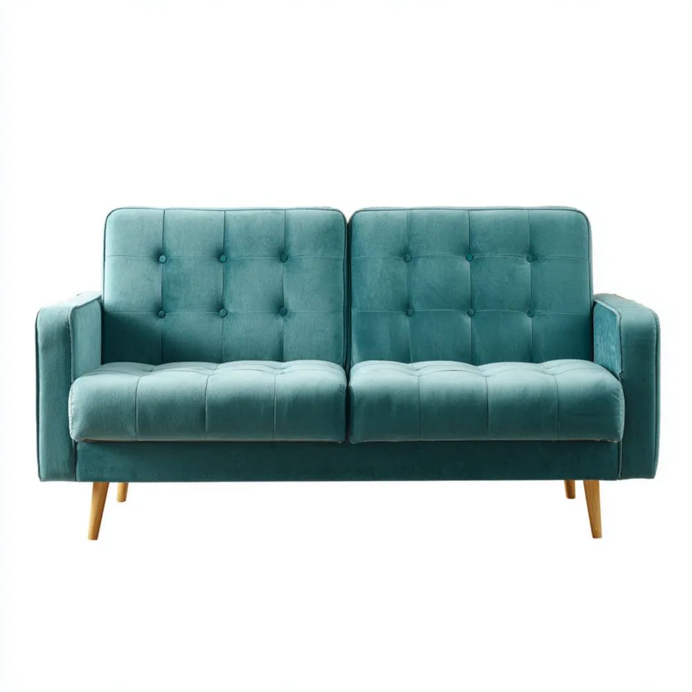 Divano a due posti Velluto 150x85x80 cm – Verde Acqua – Design Moderno