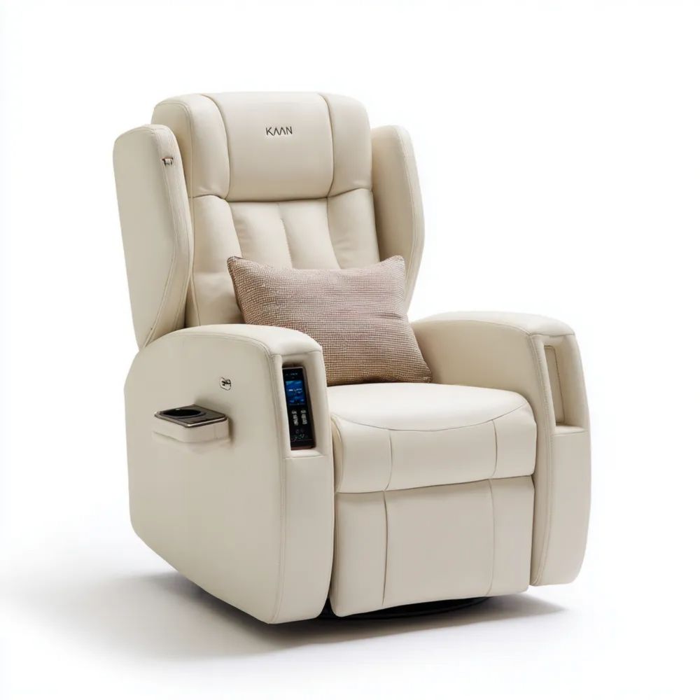 Poltrona Relax in Pelle - 100x90x110 cm - Crema