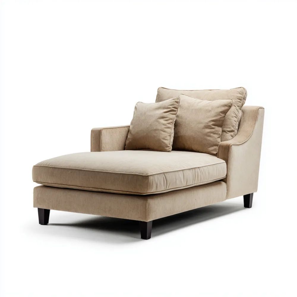 Chaise longue in tessuto 160x90x85 cm - Beige - Design moderno