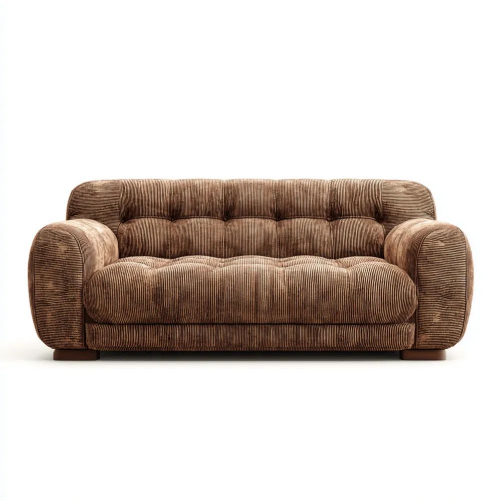 Divano a due posti in velluto a coste 150x90x80 cm - Marrone - Design contemporaneo