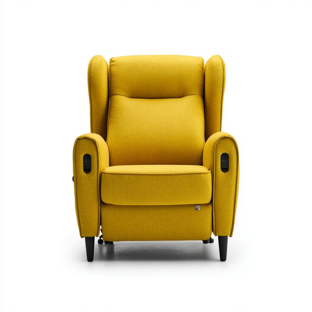 Relaxsessel 80x90x100 cm Stoff Gelb – Verstellbar – Modernes Design