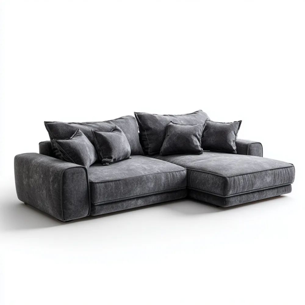 Ecksofa Stoff 280x170x90 cm – Dunkelgrau – Modernes Design