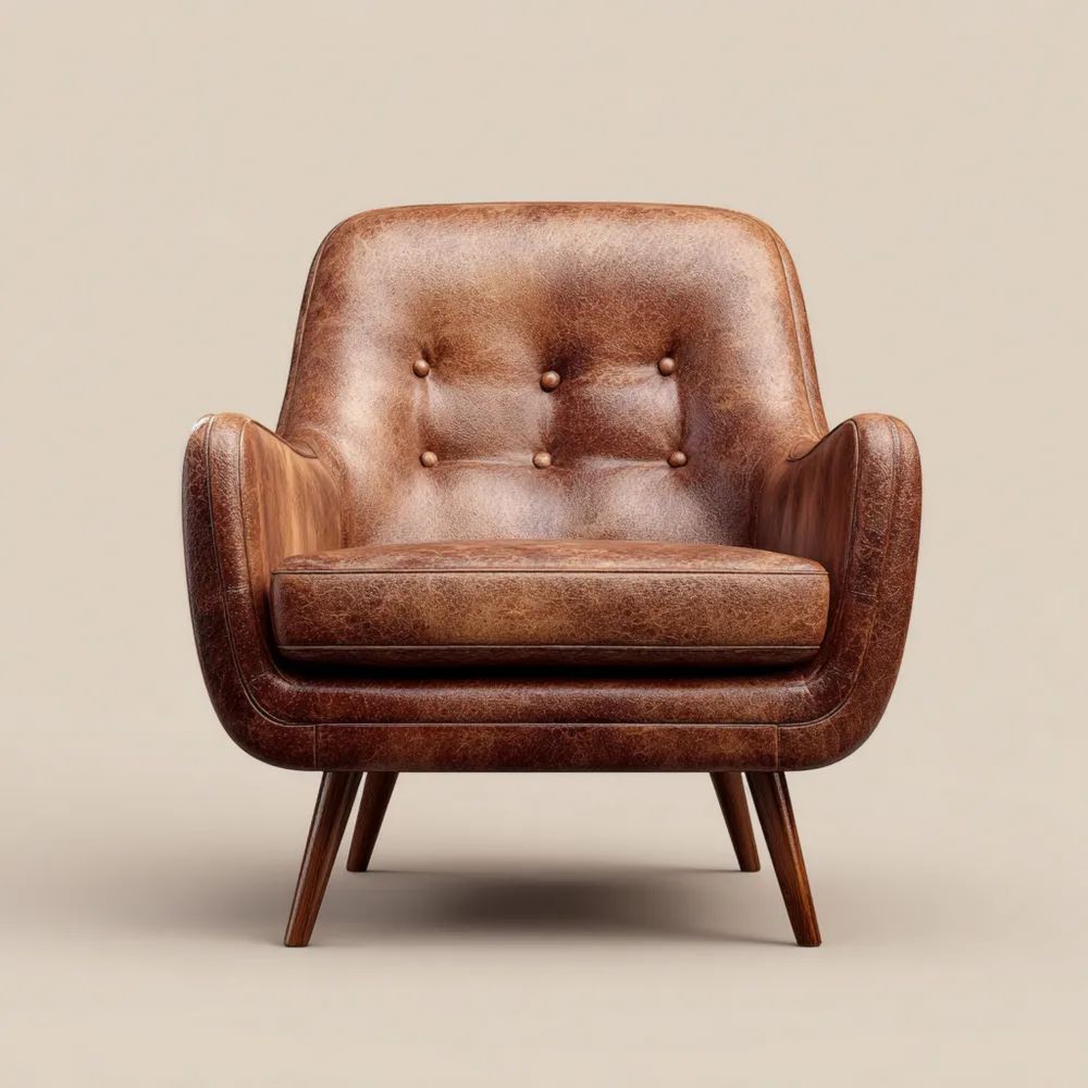 Sessel Vintage Leder Braun 85x90x80 cm - Retro Stil