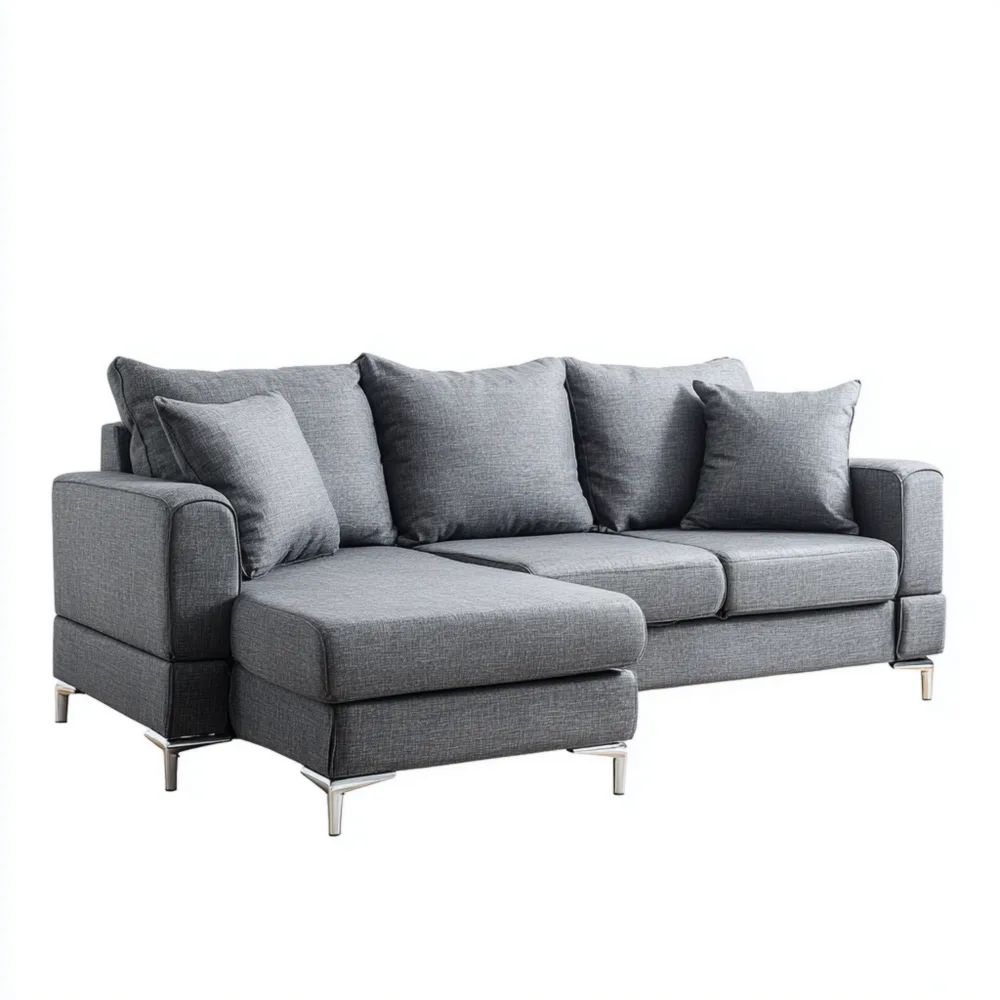 Ecksofa Stoff 250x150x85 cm - Dunkelgrau - Moderner Stil
