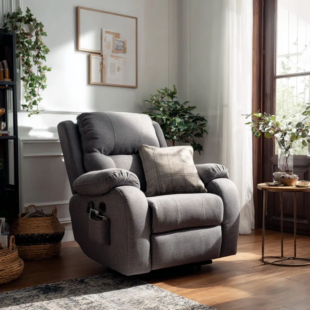 Relaxsessel Stoffpolsterung 100x90x85 cm - Grau - Ergonomisches Design