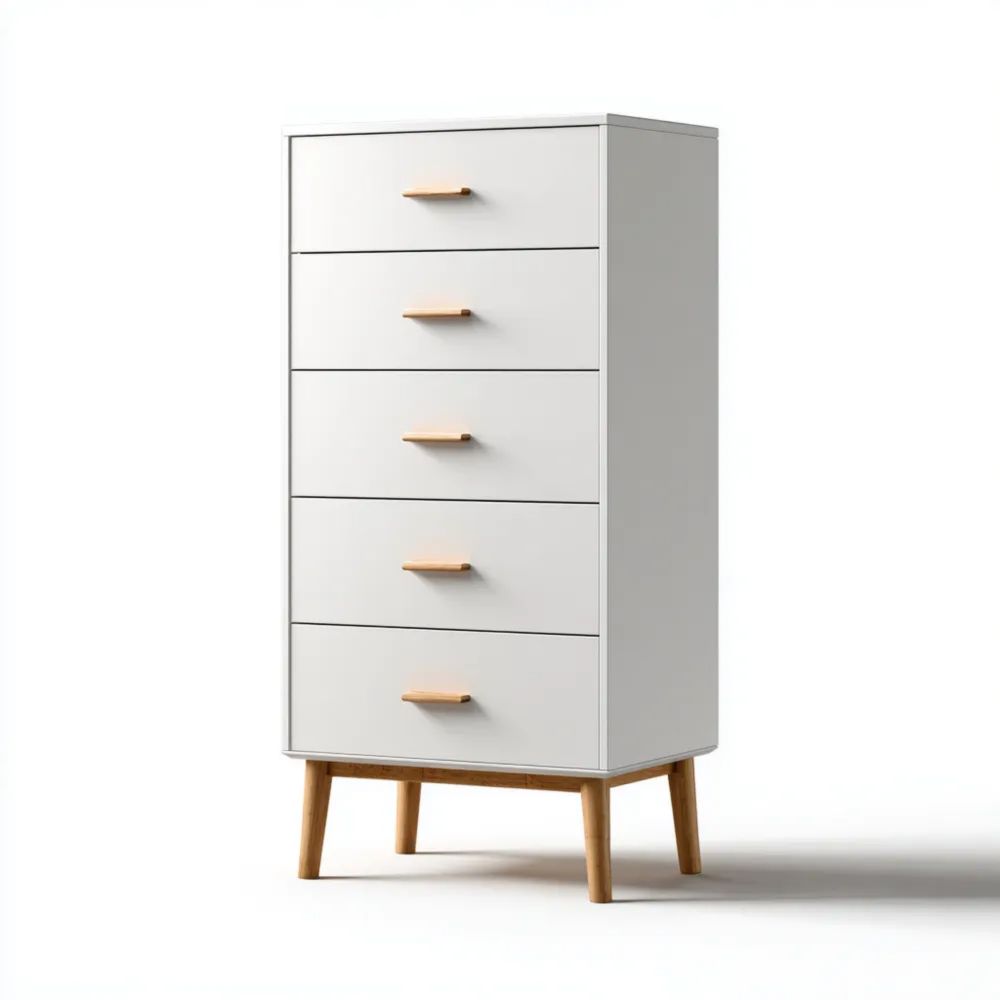 Skandinavische Kommode 60x40x120 cm - Weiß/Naturholz